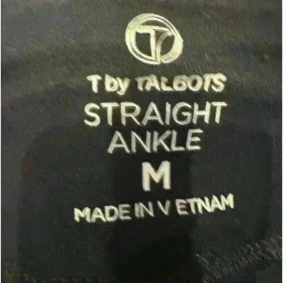 T for Talbots Navy m Knit PullOn Straight Ankle Pants w/Side Stripes Size Medium - Picture 3 of 3